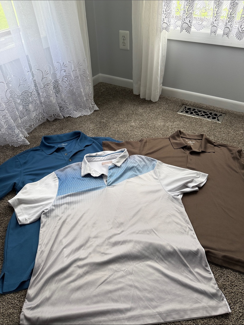 Grand Slam White Polo with Blue Gradient and Brown & Teal Assortment